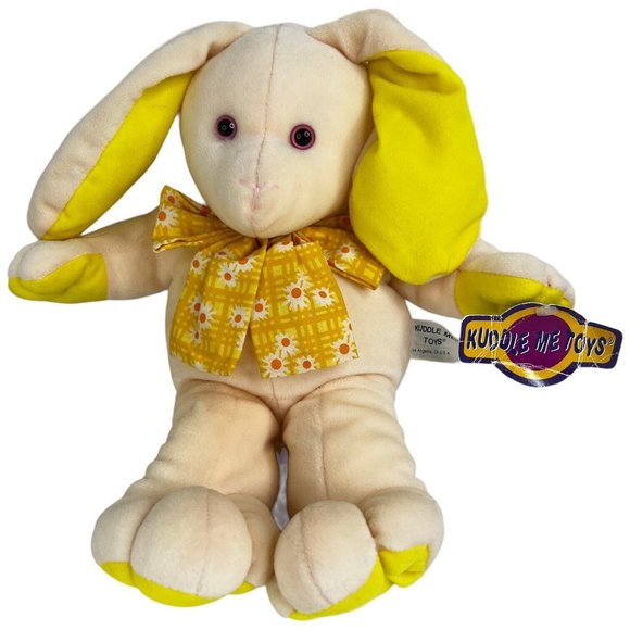 Kuddle Me Toys Velboa Bunny Rabbit Plush with Ribbon 14 Inch 1999 Stuffed Animal - Picture 2 of 7